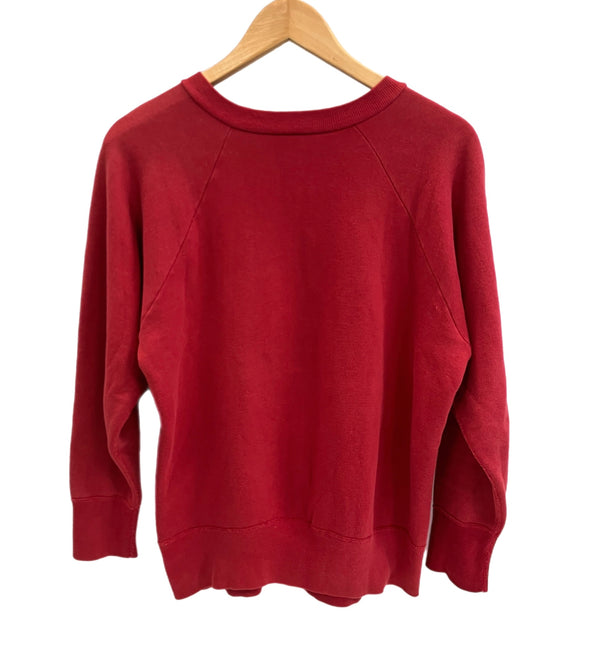 ヴィンテージ vintage 50's～60's 50～60年代 HANES WIND SHIELD ラグラン カレッジ カラーフロッキー プリント 3段 スウェット ワインレッド Lサイズ 101MT-4167