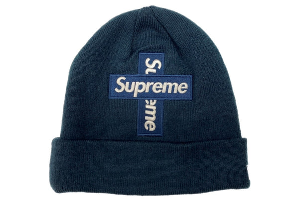 シュプリーム SUPREME 20AW CROSS BOX LOGO BEANIE クロス ボックス ロゴ ビーニー New Era 十字 ニット帽 紺 帽子 メンズ帽子 ニット帽 刺繍 ネイビー フリーサイズ 104H-54