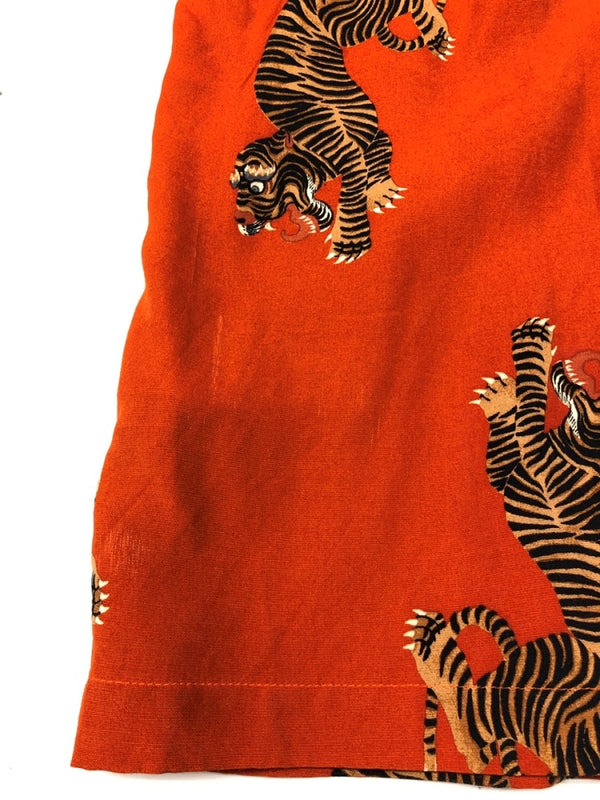 ワコマリア WACKO MARIA 19SS HAWAIIAN SHIRT S/S TYPE-18 アロハシャツ 半袖シャツ 開襟シャツ オープンカラー タイガー 虎 - 半袖シャツ プリント オレンジ Sサイズ 104MT-31