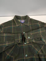 ペンドルトン PENDLETON 60's 60年代 WOOL ウール チェックシャツ ボードシャツ ネルシャツ 開襟 オープンカラー ボックス vintage ヴィンテージ 長袖シャツ グリーン Mサイズ 101MT-4125