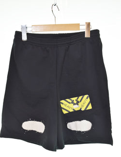 オフホワイト OFF-WHITE 17SS DIAG SPRAY MESH SHORTS スプレーデザイン メッシュハーフパンツ  ハーフパンツ ブラック Sサイズ 103MB-605