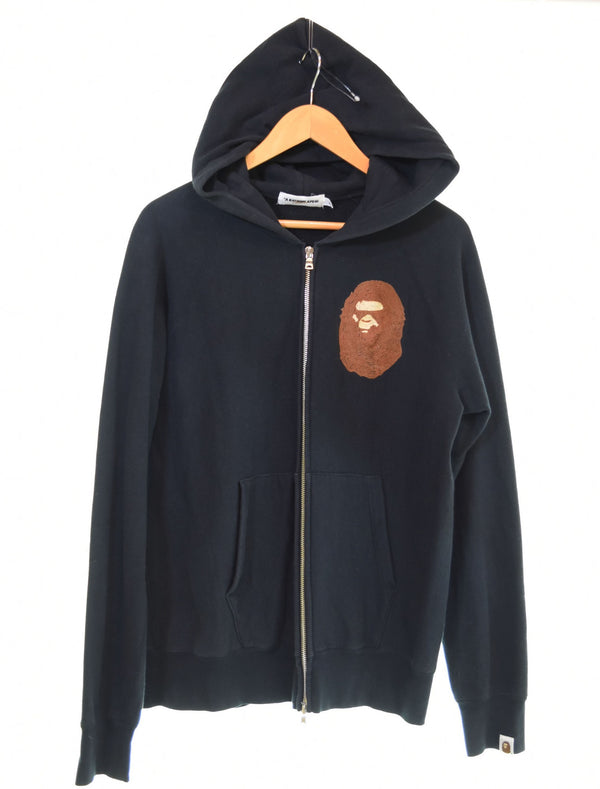 アベイシングエイプ A BATHING APE  full zip hoodie フルジップ パーカー 刺繍 パーカ ブラック Mサイズ 103MT-2823