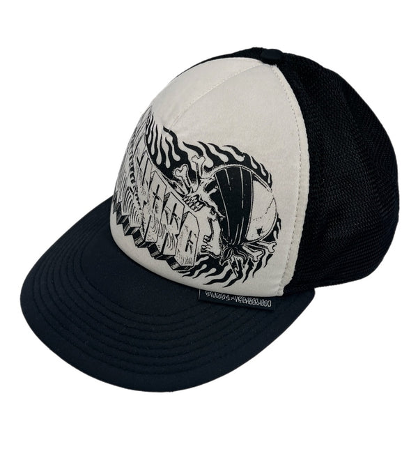 ステューシー STUSSY × ネイバーフッド NEIGHBORHOOD BONEYARDS メッシュキャップ 帽子 メンズ帽子 キャップ ブラック 101hat-127