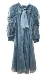 ジル バイ ジル スチュアート JILL by JILLSTUART ホロスコープ シシュウ チュール ドレス DRESS オケージョン パーティ ロング丈 星座 Wステッチ バックリボン ロゴ BLUE 青 125-4140001 ワンピース 刺繍 ブルー Sサイズ 104LT-169