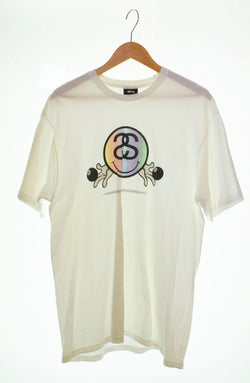 ステューシー  STUSSY ロゴ プリント 半袖Tシャツ 白 Tシャツ プリント ホワイト Lサイズ 103MT-552