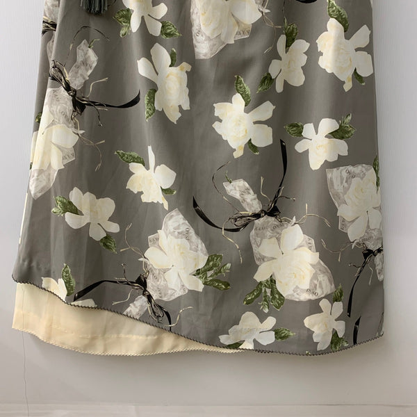 カネコイサオ kaneko isao ワンダフルワールド 花束 バラ柄 ロングスカート スカート グレー 201LB-105