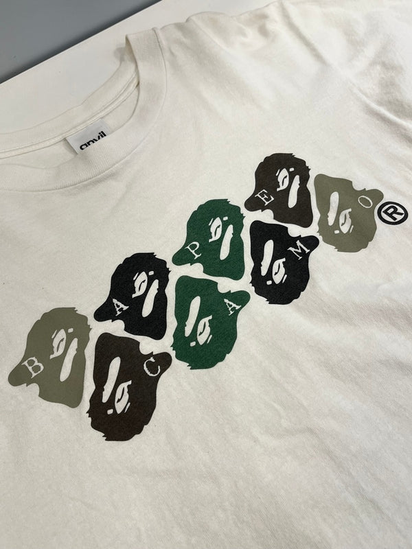 ア ベイシング エイプ A BATHING APE 90s Vintage 初期 anvilボディUSA製 BAPE CAMO ベイプカモ 白 プリント ロゴ Tシャツ ホワイト Mサイズ 101MT-4526