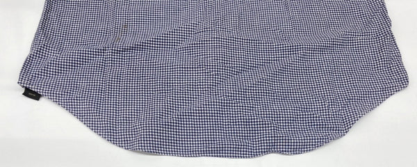 ダブルアールエル RRL 90s 三ツ星タグ SHIRT ステンカラー オープンカラー 開襟 フロントボタン ヴィンテージ VINTAGE ラルフローレン RALPH LAUREN ギンガムチェック コットン シンガポール製 BLUE 青 長袖シャツ 総柄 ブルー Mサイズ 104MT-1972