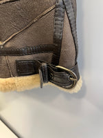 レザーアイテム Leather B-3フライトジャケット ベスト シープスキン 羊革 パッチワーク ムートンベスト 411073 ベスト ブラウン Mサイズ 101MT-5412