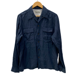 【曜日割引対象外】 ワコマリア WACKO MARIA レーヨン 長袖シャツ 長袖シャツ ネイビー Mサイズ 201MT-4649