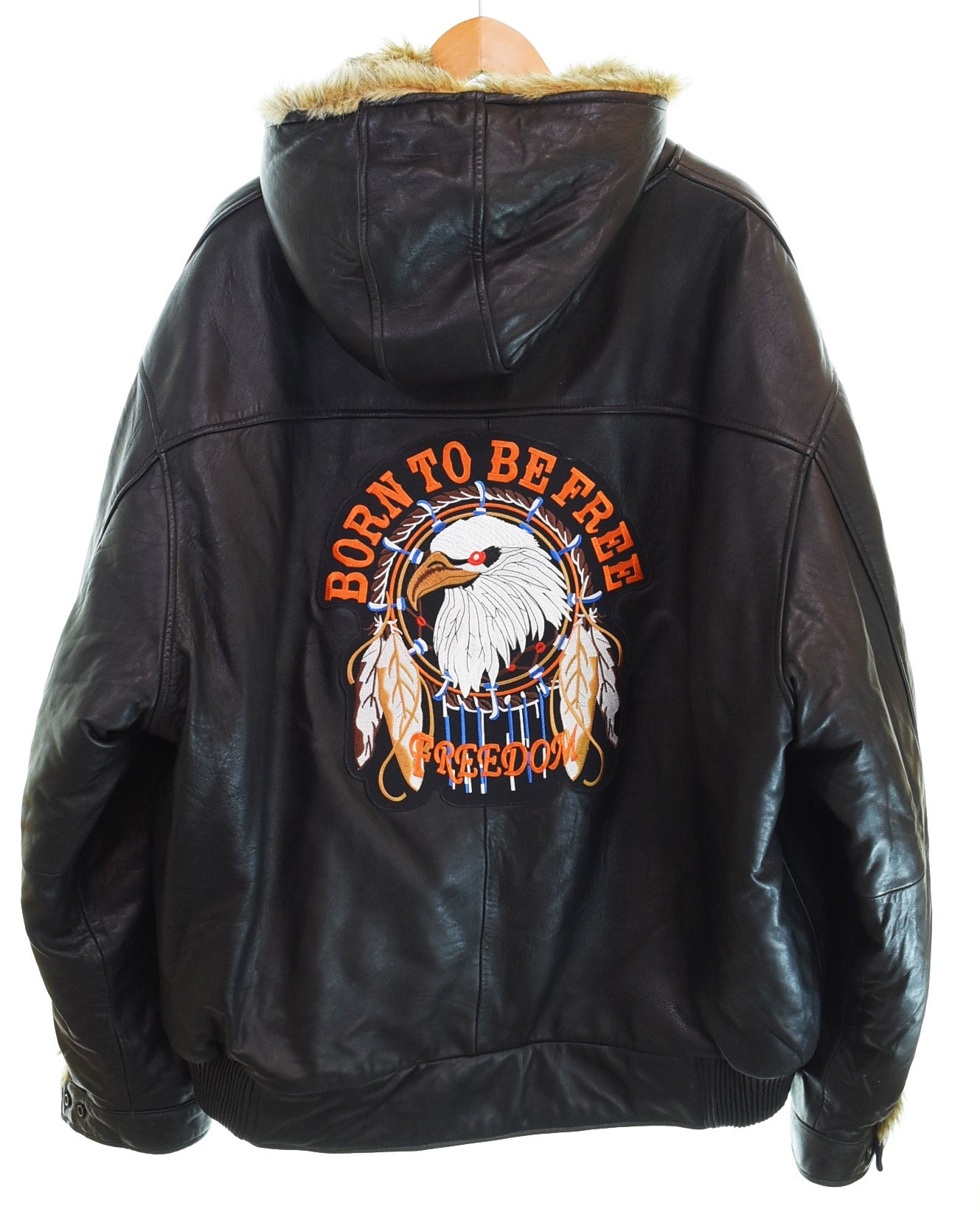 PHAT FARM リバーシブル ロゴ刺繍 レザージャケット ブラック Lサイズ PHAT FARM リバーシブル ロゴ刺繍 レザージャケット ブラック Lサイズ