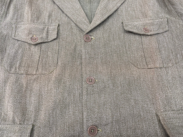 ヴィンテージ VINTAGE ITEM Green Chambray Lapeled Work Jacket グリーン シャンブレー ラペル ユーロワーク サファリジャケット 4ポケット サイズ表記なし ジャケット 無地 グリーン 104MT-275