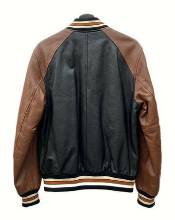 コーチ COACH LEATHER VARSITY JACKET レザー バーシティ ジャケット スタジャン アウター 茶色 黒 F87443 ジャケット ロゴ ブラック Mサイズ 104MT-864