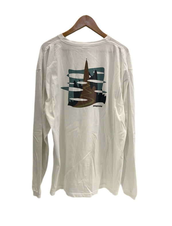 パタゴニア PATAGONIA 90s～ Vintage ヴィンテージ Beneficial T's USA製 グラフィック バックプリント ロングスリーブ 長袖カットソー 白 XL ロンT ホワイト LLサイズ 101MT-4780