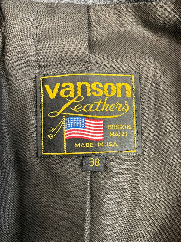 バンソン VANSON 襟付きシングル ライダース レザー ジャケット USA製 アメリカ製 黒  表記サイズ38 ジャケット ブラック 101MT-4559