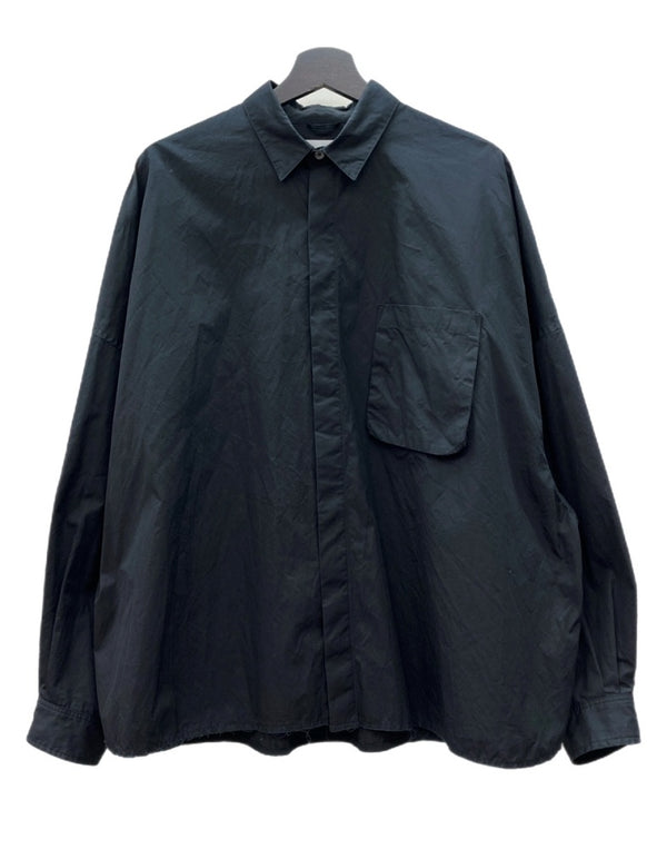 ジャンピエール THE JEAN PIERRE Thomas Mason SIGNATURE 11XL SHIRT シグネチャー シャツ オーバーサイズ ボタン 比翼 長袖 黒 長袖シャツ 無地 ブラック ONE SIZEサイズ 104MT-2324