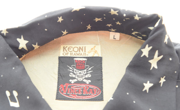 サンサーフ SUN SURF KEONI OF HAWAII ROCK & ROLL VOODOO ALOHA SHIRTS ケオニ オブ ハワイ プリント 半袖シャツ 黒 SS36209 半袖シャツ ブラック Lサイズ 103MT-2037