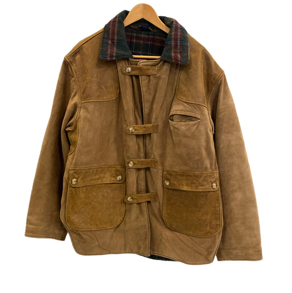 ウィリスアンドガイガー Willis & Geiger ハンティング ヌバック レザージャケット ウール チェックライナー  ジャケット ブラウン Mサイズ 101MT-4753