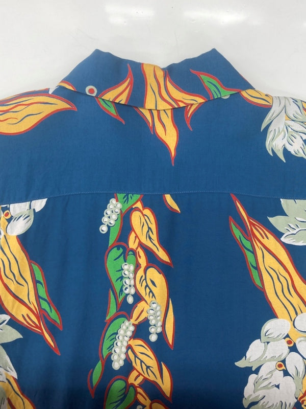 サンサーフ SUN SURF HAWAIIAN SHIRT ハワイアン シャツ アロハシャツ オープンカラー 開襟 半袖 青 半袖シャツ 花・植物 ブルー 104MT-1745