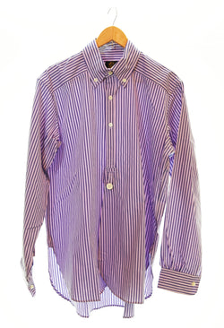 ニードルス Needles 24AW B.D. EDW Shirt Cotton Stripe Cloth ボタンダウン ストライプ シャツ 紫 PU256 長袖シャツ パープル Mサイズ 103MT-1967