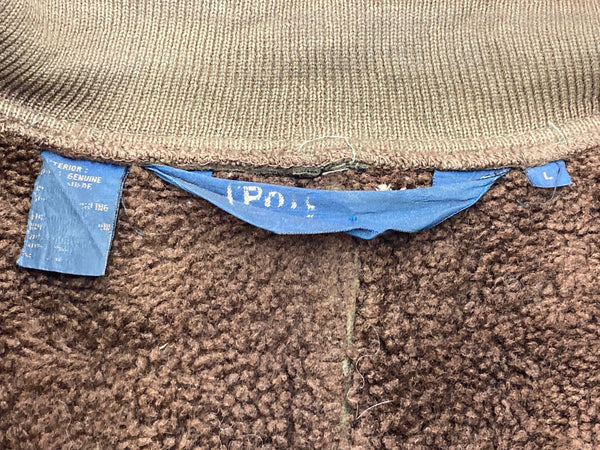 ラルフローレン RalphLauren 90s 90年代 Suede Leather Jacket スウェード レザー ジャケット ボア ジャケット 無地 カーキ Lサイズ 104MT-2237