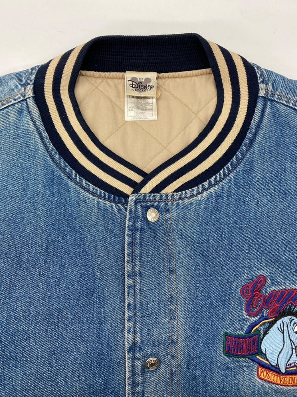 ヴィンテージ vintage Disney ディズニー STADIUM JACKET スタジアム ジャケット スタジャン イーヨー デニム ボタン アウター 刺繍 インディゴ 青 ジャケット キャラクター ブルー 2XLサイズ 104MT-1798