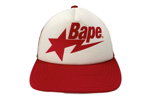 アベイシングエイプ A BATHING APE BAPE STA MESH CAP ベイプ スタ メッシュ キャップ Y2K 星 帽子 赤 帽子 メンズ帽子 キャップ ロゴ レッド フリーサイズ 104H-50
