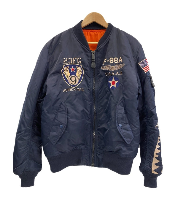 アヴィレックス AVIREX AVIATIONNOSE ART FLYNG SHARKS フライングシャークス MA-1 フライトジャケット MILITARY ミリタリー 6172151 XL ジャケット ネイビー LLサイズ 101MT-3747
