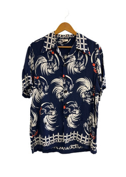 ヴィンテージ vintage 40s 40's Catalina カタリナ ポケット付き アロハシャツ オープンカラーシャツ 鶏柄 USA製 紺 半袖シャツ マルチカラー 101MT-5320