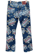 ヒステリックグラマー HYSTERIC GLAMOUR 初期タグ KINKY JEANS ストレートデニム STRAIGHT DENIM ロゴプリント スター 星 Y2K 平成 日本製 インディゴ 2AP-0752 デニム 総柄 ネイビー Mサイズ 104LB-50