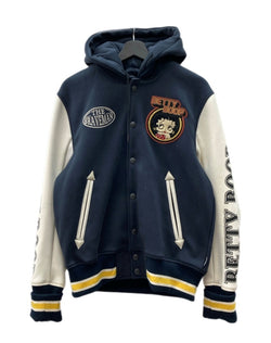 ブレイブマン The Brave-Man ボンディング スタジャン ベティ・ブープ ベティちゃん 刺繡 ボタン アウター ジャケット 白 紺 ジャケット キャラクター ネイビー Lサイズ 104MT-1813