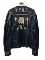 バンソン VANSON BONDING RIDERS JACKET ボンディング ライダース ジャケット 武装戦線 T.F.O.A CROWS スカル 裏起毛 アウター 黒 ジャケット 刺繍 ブラック 2XLサイズ 104MT-1343