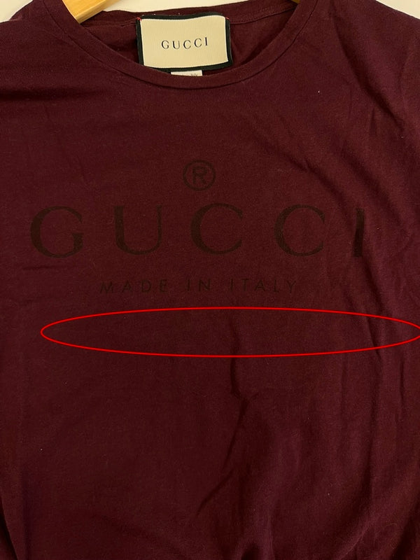 グッチ GUCCI トーナルロゴ ロゴプリント クルーネック 半袖カットソー ボルドーカラー 441685 Tシャツ ワインレッド Mサイズ 101MT-4839