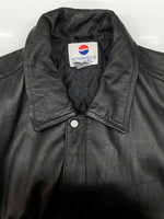 US US古着 LEATHER JACKET レザー ジャケット NOTHING ELSE IS A PEPSI ジップアップ ペプシ 企業 アウター 黒 ジャケット 無地 ブラック XLサイズ 104MT-2226