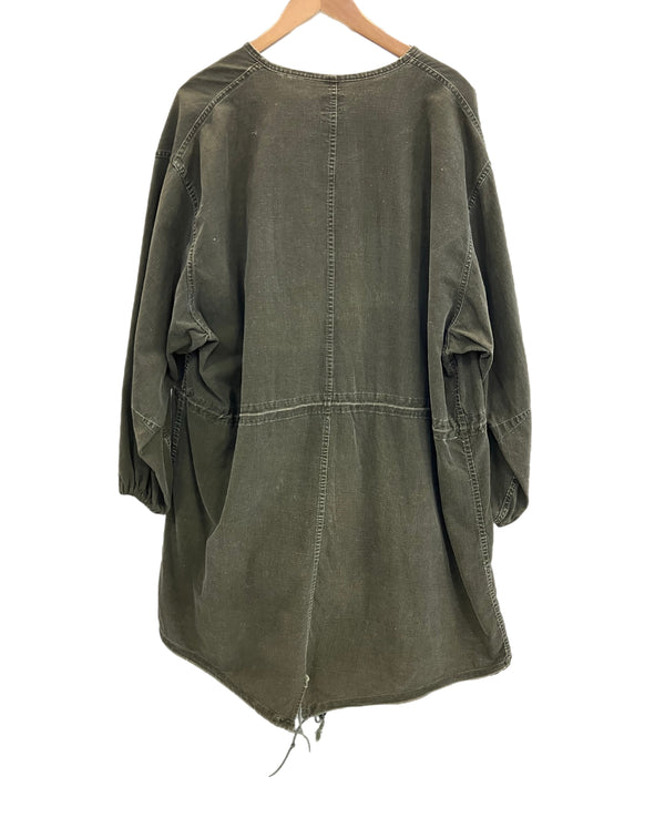 ミリタリー military 60's 60年代 US.ARMY 米軍 実物 ガスプロテクトコート ミリタリージャケット モッズコートノーカラー フィッシュテール VINTAGE ヴィンテージ MEDIUM コート カーキ Mサイズ 101MT-4906