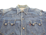 リーバイス Levi's 90s DENIM WESTERN SHIRTS デニムウエスタンシャツ ショートホーン ボタン裏555 90's バレンシア 7205-1018 長袖シャツ ブルー Mサイズ 103MT-3500