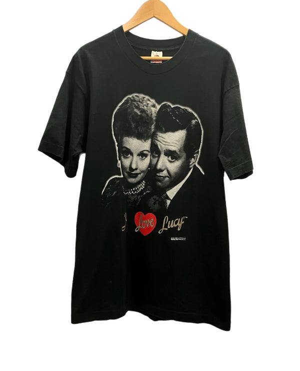 ヴィンテージ vintage 90's 90s FRUIT OF THE LOOM I LOVE LUCY ©1992 アイラブルーシー フォト 映画 ムービーT  Tシャツ ブラック Lサイズ 101MT-3203