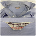 【曜日割引対象外】 ヴィンテージ vintage 50's WESTWARD-HO 刺繍 オープンカラーシャツ 長袖シャツ ブルー Mサイズ 201MT-4885 VB