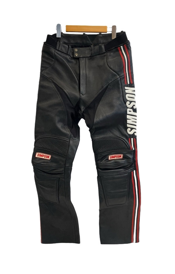 シンプソン SIMPSON 本皮 レザーパンツ バイカーパンツ ツーリング バイク用品 黒  ボトムスその他 ブラック Lサイズ 101MB-777