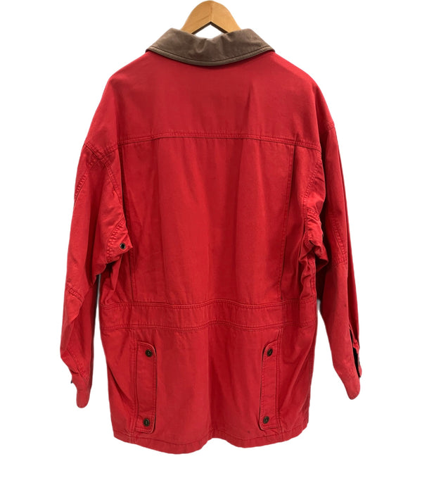 ティンバーランド Timberland 90's 90年代 襟レザー コットンカバーオール ハンティングジャケット vintage ヴィンテージ  ジャケット レッド Mサイズ 101MT-4132