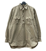 ダブルアールエル RRL 90s 三ツ星タグ プルオーバー ヘリンボーン HBT ミリタリー ワークシャツ マチ付き 長袖シャツ 無地 ベージュ Mサイズ 104MT-2061