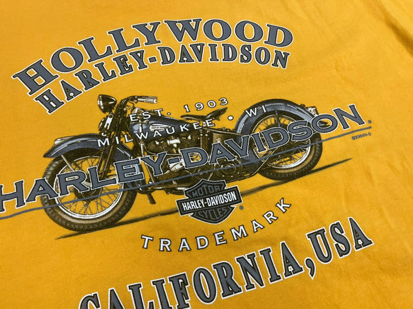 ハーレーダビットソン Harley Davidson 00s 00's ©2004 バイカー モーターサイクル プリント アメリカ製 MADE IN USA Tシャツ イエロー Lサイズ 101MT-3348