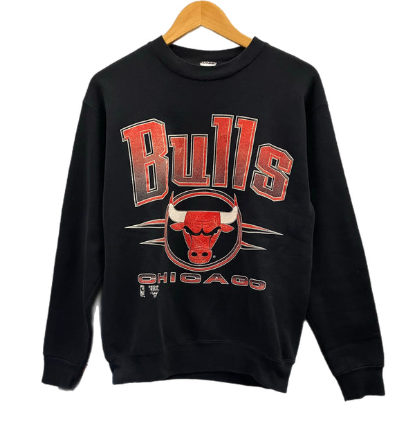 ヴィンテージ vintage 90's 90年代 NBA official オフィシャル CHICAGO BULLS シカゴブルズ プリント 黒 アメリカ製 made in USA スウェット ブラック Mサイズ 101MT-3826