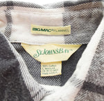 ビックマック BIG MAC × セントジョンズベイ St John's Bay Flannel フランネル ネル シャツ 80's 80年代 80s ホワイト × ブラック 長袖シャツ ホワイト Lサイズ 103MT-2941
