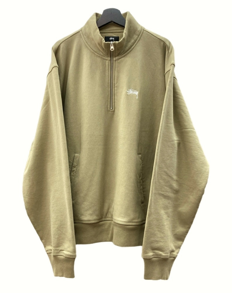 ステューシー STUSSY STOCK LOGO MOCK HALF ZIP ハーフ ジップ スウェット トレーナー 胸ロゴ 薄茶色 スウェット ロゴ  ベージュ XLサイズ 104MT-762 | 古着通販のドンドンサガール