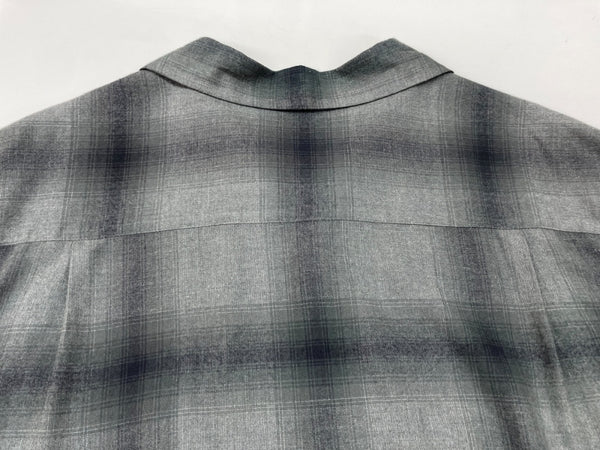 ワコマリア WACKO MARIA OMBRE CHECK OPEN COLLAR SHIRT オンブレ チェック オープンカラー 長袖 シャツ 黒 長袖シャツ チェック ブラック Lサイズ 104MT-1744