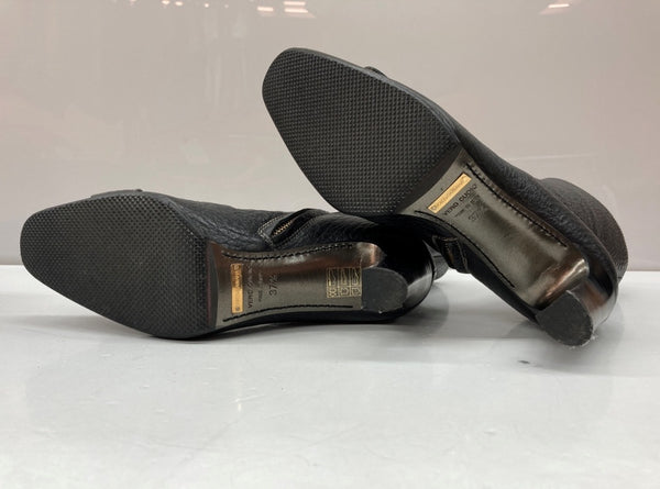 ドルチェ＆ガッバーナ Dolce&Gabbana VERO CUOIO ミドルブーツ チゼルトゥ スクエアトゥ ロゴ金具 ゴールド 刻印 イタリア製 BLACK 黒 DIW5080031 レディース靴 ブーツ その他 ブラック SIZE37 1/2 104S-720