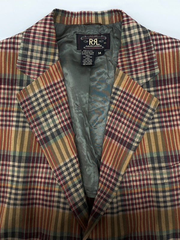 ダブルアールエル RRL 90s TAILORED JACKET テーラード ジャケット 三ツ星タグ Ralph Lauren 茶 ジャケット チェック ブラウン Mサイズ 104MT-2262