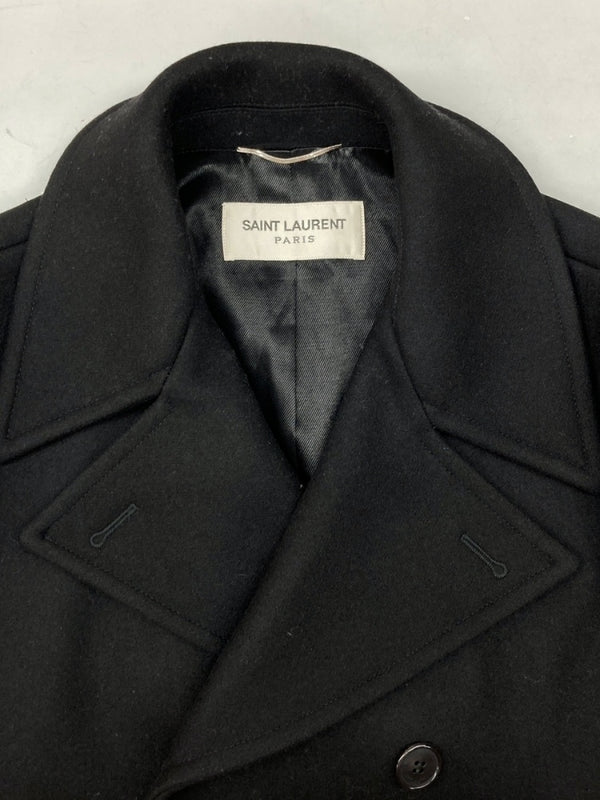 サンローラン Saint Laurent 16年 Pea Coat ピー コート Pコート ウールジャケット エディ期 アウター ブルゾン 黒 469647 Y060W サイズ 44 コート 無地 ブラック 104MT-1065