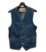 シュガーケーン SUGAR CANE 9oz WABASH STRIPE WORK VEST ウォバッシュ ストライプ ワークベスト シンチバック 紺 SC12654 ベスト ストライプ ネイビー 104MT-696